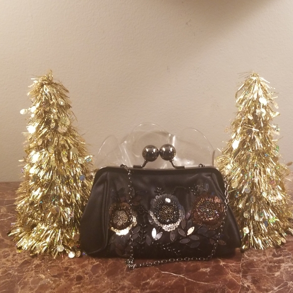 Sequin Clutch Handbags - Evening Black/Silver/Copper Sequin Clutch